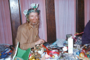 Dave ‘Buck’ McKay making art – possibly headdresses for the 1993 or ’94 Winter Feast. Photo provided by the FAC archives and Michael Falcone
